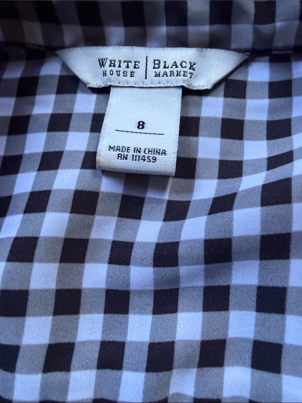 White House Black Market Black & White Gingham Button-Down Shirt - Picture 2 of 8